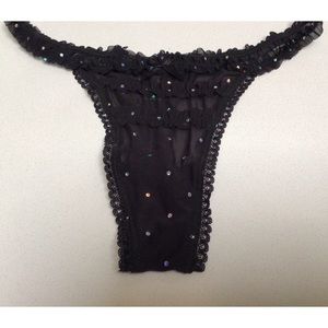 Next Generation Intimates Black Rhinestone Thong